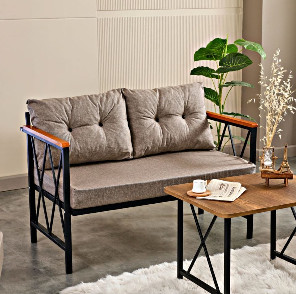 Kahverengi Balkon, Bahçe, Mutfak, Cafe, Ofis Mobilyası 2+1+1 Takım