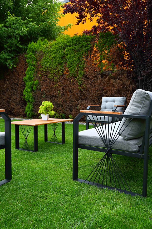 Gri Yelpaze Balkon, Bahçe, Cafe, Ofis 3+1+1 Takım