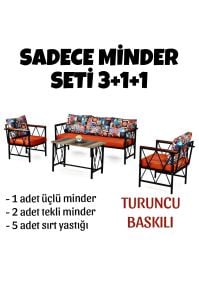 3+1+1 Turuncu Takım Minder Satışı! ( 5 Adet Sırt yastık + 2 Adet Tekli Minder + 1 Adet 3lü Minder)
