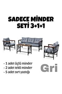 3+1+1 Gri Takım Minder Satışı! ( 5 Adet Sırt yastık + 2 Adet Tekli Minder + 1 Adet 3lü Minder)